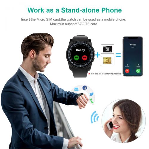  Larspace Smart Watch, Bluetooth Smartwatch with Camera Touchscreen,Smart Watches with SIM Card Slot, Sport Smart Wrist Watch Fitness Tracker Smart Watch Compatible Android iOS Smart Phones