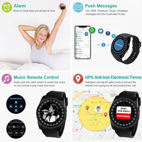  Larspace Smart Watch, Bluetooth Smartwatch with Camera Touchscreen,Smart Watches with SIM Card Slot, Sport Smart Wrist Watch Fitness Tracker Smart Watch Compatible Android iOS Smart Phones