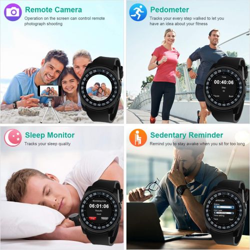  Larspace Smart Watch, Bluetooth Smartwatch with Camera Touchscreen,Smart Watches with SIM Card Slot, Sport Smart Wrist Watch Fitness Tracker Smart Watch Compatible Android iOS Smart Phones