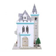 LasVogos Moonlight Castle Dollhouse DIY 3D Miniature Doll House Model Building Kits