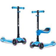 LaScoota 2-in-1 Kids Kick Scooter, Adjustable Height Handlebars and Removable Seat, 3 LED Lighted Wheels and Anti-Slip Deck, for Boys & Girls Aged 3-12 and up to 100 Lbs.