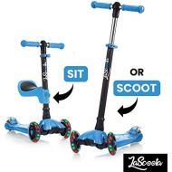 [아마존베스트]Lascoota 2-in-1 Kick Scooter with Removable Seat Great for Kids & Toddlers Girls or Boys  Adjustable Height w/Extra-Wide Deck PU Flashing Wheels for Children from 2 to 14 Year-Old