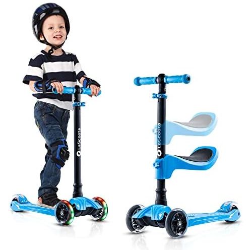  Lascoota Kick Scooter for Kids - Adjustable Height w/Extra-Wide Deck PU Flashing Wheels Great Kids Scooter & Toddler Scooter 3-12 Years Old