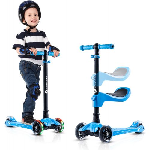  Lascoota Kick Scooter for Kids - Adjustable Height w/Extra-Wide Deck PU Flashing Wheels Great Kids Scooter & Toddler Scooter 3-12 Years Old