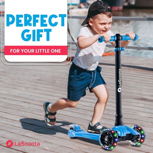  Lascoota Kick Scooter for Kids - Adjustable Height w/Extra-Wide Deck PU Flashing Wheels Great Kids Scooter & Toddler Scooter 3-12 Years Old