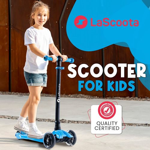  Lascoota Kick Scooter for Kids - Adjustable Height w/Extra-Wide Deck PU Flashing Wheels Great Kids Scooter & Toddler Scooter 3-12 Years Old