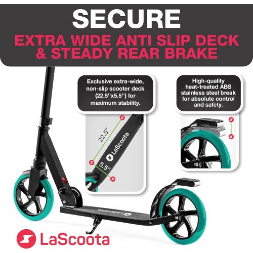  [아마존베스트]Lascoota Scooters for Kids 8 Years and up - Quick-Release Folding System - Front Suspension System + Scooter Shoulder Strap 7.9 Big Wheels Great Scooters for Adults and Teens