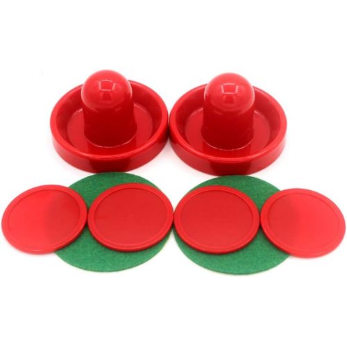  lasenersm 1 Set Mini Air Hockey Pushers and Air Hockey Pucks Great Goal Handles Pushers Goal Handles Paddles Replacement Accessories for Game Tables 60 MM, Red(2 Strikers, 4 Pucks)