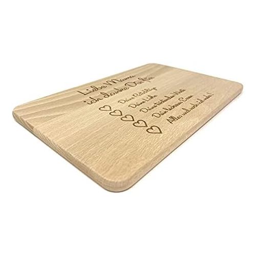  [아마존베스트]Laser Tattoo  Wooden Breakfast Board with German Engraving Mama ich Danke Dir, a Great Gift Idea for Mothers Day