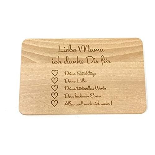  [아마존베스트]Laser Tattoo  Wooden Breakfast Board with German Engraving Mama ich Danke Dir, a Great Gift Idea for Mothers Day