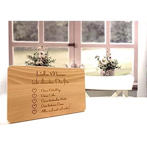  [아마존베스트]Laser Tattoo  Wooden Breakfast Board with German Engraving Mama ich Danke Dir, a Great Gift Idea for Mothers Day