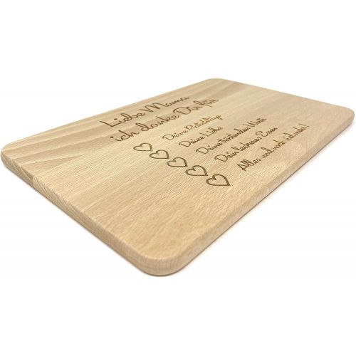  [아마존베스트]Laser Tattoo  Wooden Breakfast Board with German Engraving Mama ich Danke Dir, a Great Gift Idea for Mothers Day