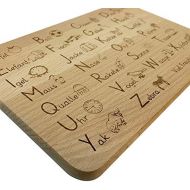 [아마존베스트]Laser Tattoo - The original ABC breakfast board made of beech wood for learning - gift idea for the beginning of school.