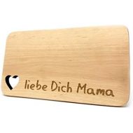 [아마존베스트]Laser Tattoo Laser Engraved Wooden Breakfast Board Made of Solid Alder with Heart Cutout and Engraving (German Language)