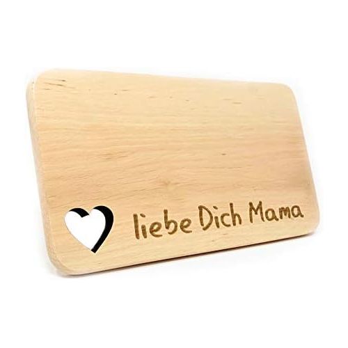  [아마존베스트]Laser Tattoo Laser Engraved Wooden Breakfast Board Made of Solid Alder with Heart Cutout and Engraving (German Language)