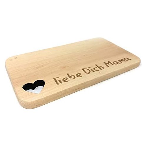  [아마존베스트]Laser Tattoo Laser Engraved Wooden Breakfast Board Made of Solid Alder with Heart Cutout and Engraving (German Language)