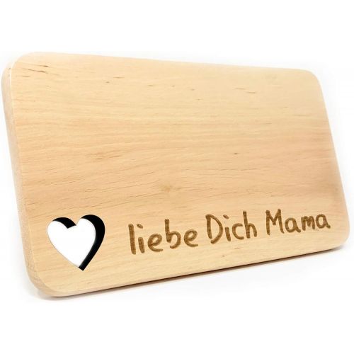  [아마존베스트]Laser Tattoo Laser Engraved Wooden Breakfast Board Made of Solid Alder with Heart Cutout and Engraving (German Language)