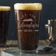 LaserPrintCo Let The Adventure Begin Pint Glass Set of 4-Laser Engraved-Fathers Day Gift -Mothers Day gift -Christmas Gift -Gift for him -Gift for her