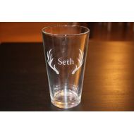 LaserPrintCo Personalization Name Antler Pint Cup -Fathers Day Gift