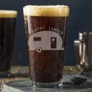 LaserPrintCo Happy Camper Pint Glass -Laser Engraved-Fathers Day Gift -Mothers Day gift -Christmas Gift -Gift for him -Gift for her