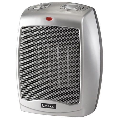  Lasko Electric Ceramic 1500W Heater, SilverBlack, 754200