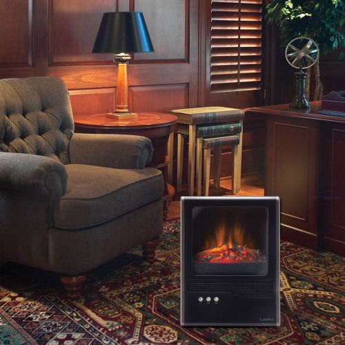  Lasko Fireplace Ceramic Heater with HighLow Heat Settings & Flame Only Setting,Cool-touch Window and Exterior, Automatic Overheat Protection