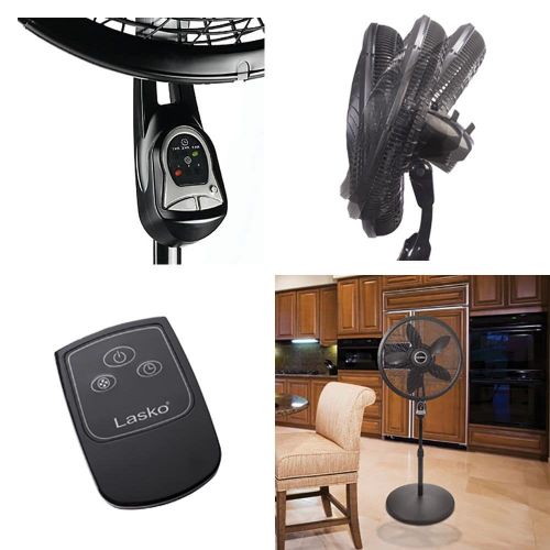  Lasko 18 Cyclone Pedestal Fan with Remote Control in Black