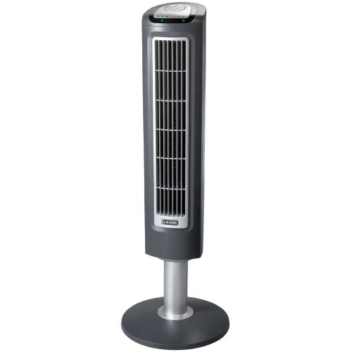  Lasko 38 Wind Tower 3-Speed Oscillating Tower Fan with Remote Control and Timer, Model 2519, Gray