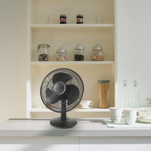  Lasko 12 3-Speed Oscillating Table Fan with Tilt-back, Model 2017, Black