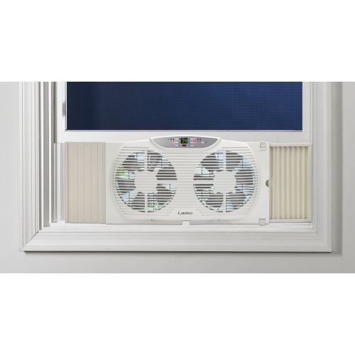  Lasko 3-Speed Electrically Reversible Twin Window Fan with Remote Control, Model W09550, White