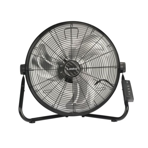  Lasko 20 3-Speed Pivoting High Velocity Industrial Utility Metal Floor Fan with Wall Mount Option and Remote Control, Model H20685, Black