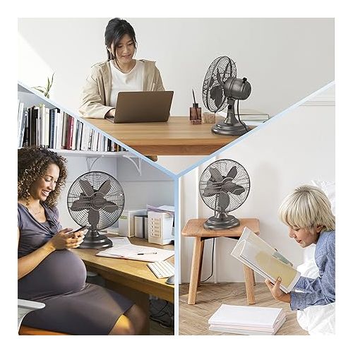  Lasko Oscillating Table Top Fan, Portable, 3 Quiet Speeds, for Bedroom, Kitchen and Office, 17