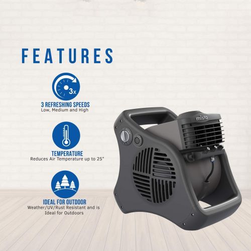  Lasko 7050 Misto Outdoor Misting Fan - Features Cooling Misters, Ideal for Camping, Patios, Picnics, & more