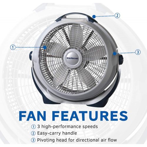  Lasko 3300 20″ Wind Machine Fan With 3 Energy-Efficient Speeds - Features Pivoting Head for Directional Air Flow