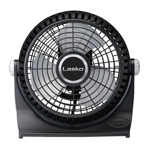  Lasko 507 Small Desk Fan with10-Inch Pivoting Head, Portable Electric Plug-In Table Fan Creates a Quiet Personal Cooling Breeze, Ideal for Travel, Bedroom, Dorm, and Office  Black