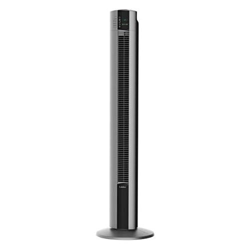  Lasko T48314 Portable Electric Oscillating Stand Up Tower Fan with Remote Control for Indoor, Bedroom and Home Office Use, Black/Silver