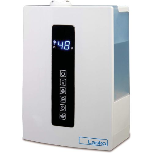  Lasko LA10008 UH300 Warm and Cool Humidistat and Timer, Quiet and Soothing Ultrasonic Dual Mist Humidifiers for Baby Nursery, Bedroom, Kids, Large Room and Home, 4.9L Tank, No Filt