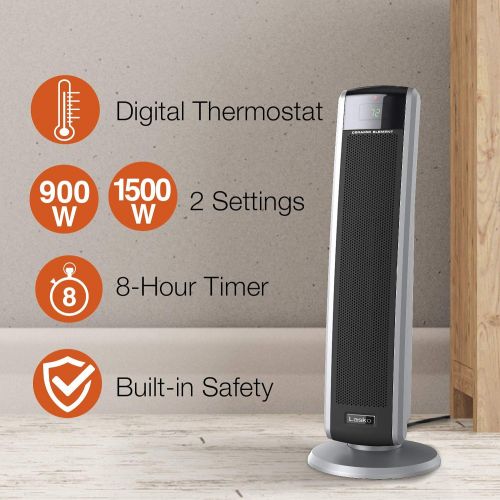  Lasko 5586 Digital Ceramic Tower Heater with Remote, Dark Grey
