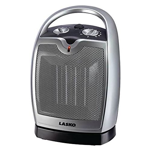  Lasko 5409 Ceramic Portable Space Heater with Adjustable Thermostat-Features Widespread Oscillation to Distribute Warm Air, Silver