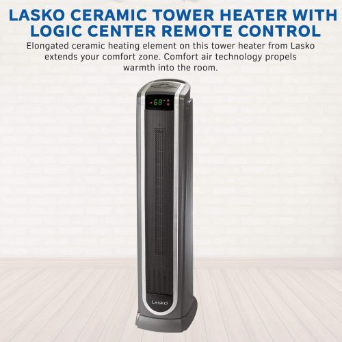 Lasko 5572 Ceramic Tower Space Heater with Logic Center Digital Remote Control-Features Built-in Timer and Oscillation, 7.3″L x 9.2″W x 29.75″H