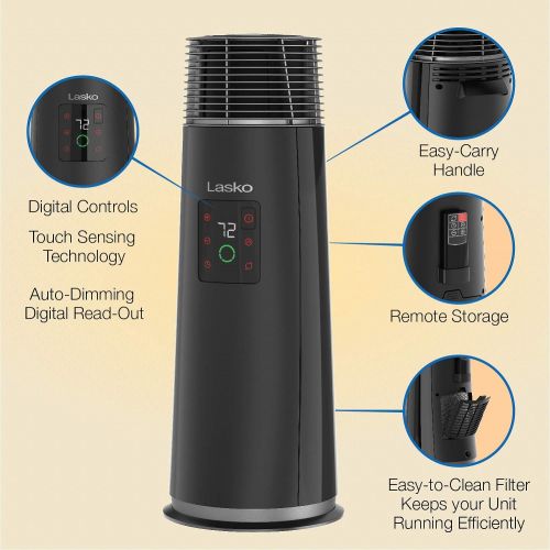  Lasko Full Circle Warmth Ceramic Space Heater with Remote Control, CT24362, Black