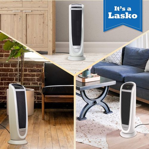  Lasko 5165 Digital Ceramic Tower Heater with Remote Control, 1500W, White