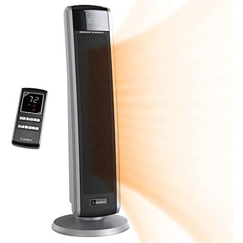  Lasko 5586 Digital Ceramic Tower Heater with Remote, Dark Grey