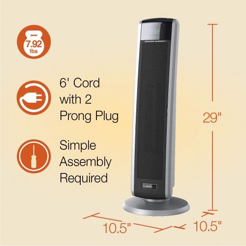  Lasko 5586 Digital Ceramic Tower Heater with Remote, Dark Grey