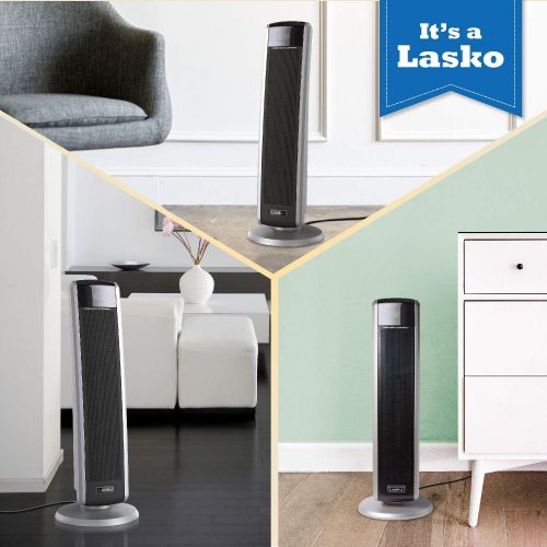  Lasko 5586 Digital Ceramic Tower Heater with Remote, Dark Grey