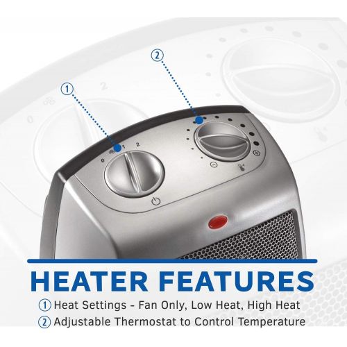  Lasko Ceramic Adjustable Thermostat Space Heaters, 754200 Silver