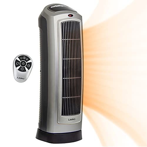  Lasko 755320 Ceramic Space Tower Heater, 8.5″L x 7.25″W x 23″H, Silver