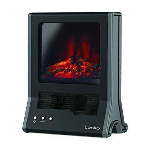  Lasko Fireplace Ceramic Heater with High/Low Heat Settings & Flame Only Setting,Cool-Touch Window and Exterior, Automatic Overheat Protection