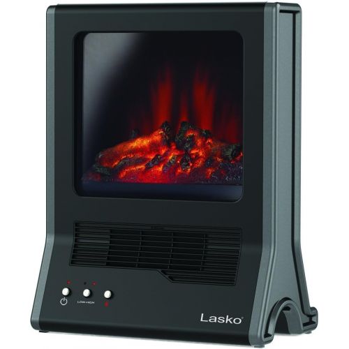  Lasko Fireplace Ceramic Heater with High/Low Heat Settings & Flame Only Setting,Cool-Touch Window and Exterior, Automatic Overheat Protection