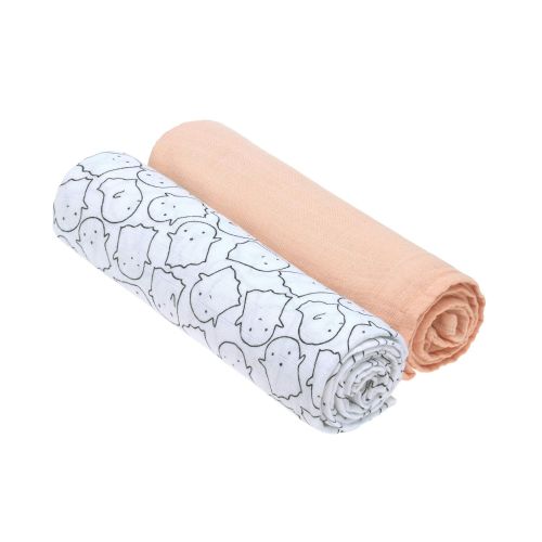  Lassig Swaddle & Burp Blanket, Little Spookies Peach, X-Large